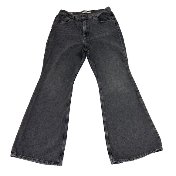 Levis Jeans Womens 31 Black 70s High Flare Faded Premium Denim Boho Hippie - Picture 2 of 10